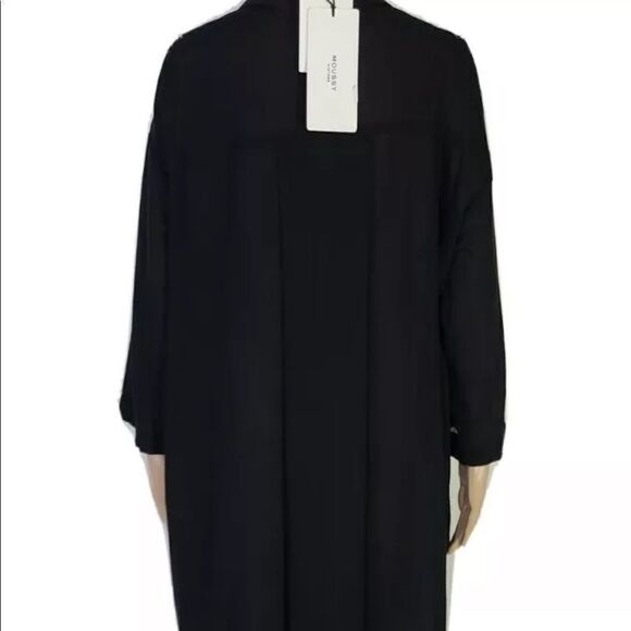 NWT MOUSSY VINTAGE Black Cotton Chiffon Half Sleeve Shirt Dress Sz. XS - Picture 8 of 10